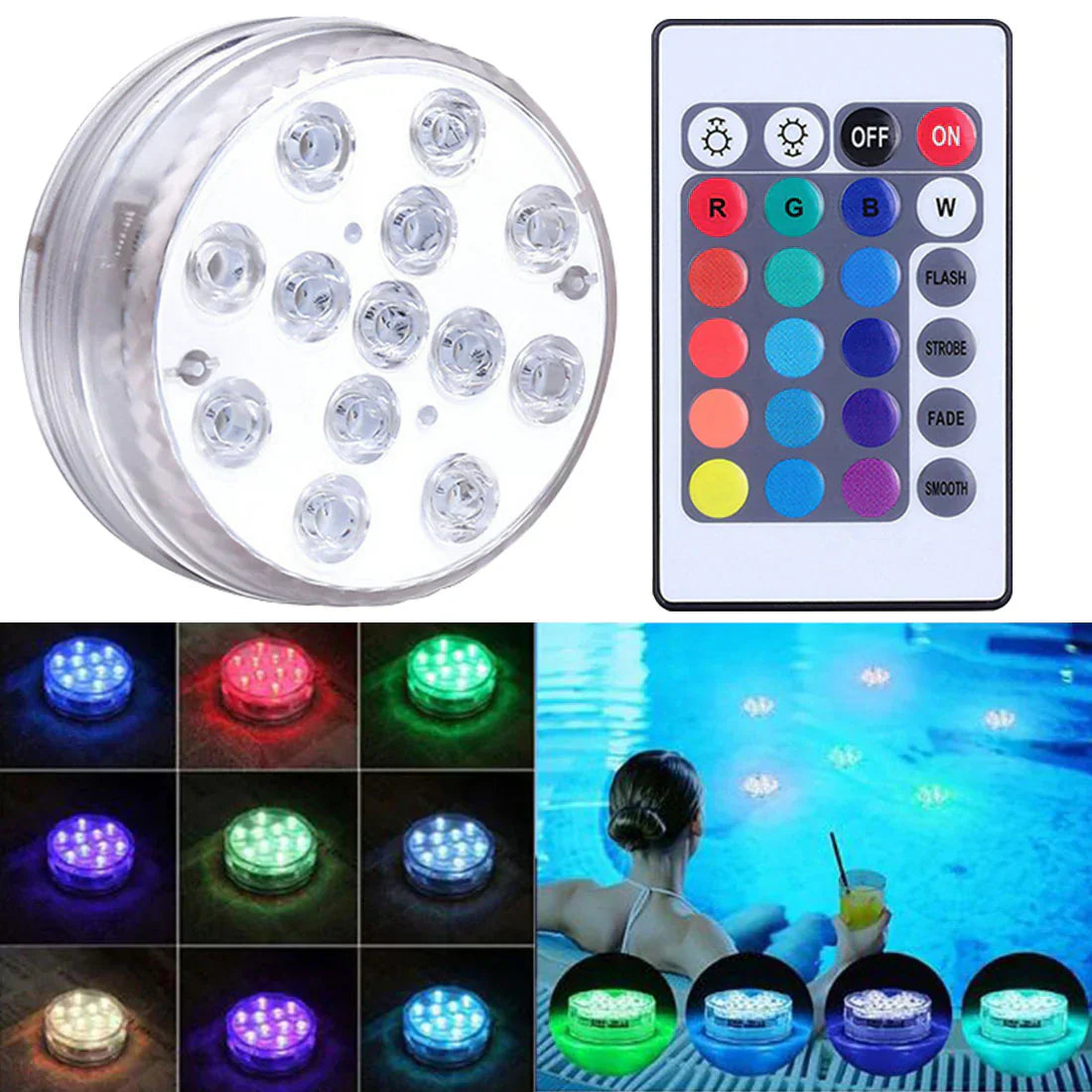 🔥 PROMOCIÓN + ENVÍO GRATIS | Luces LED RGB para piscina con control remoto